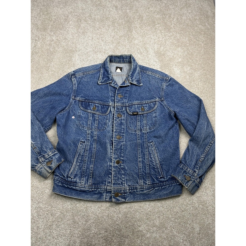 Lee Solid Denim Trucker Jacket M Blue Vintage Riders Americana Workwear Grunge